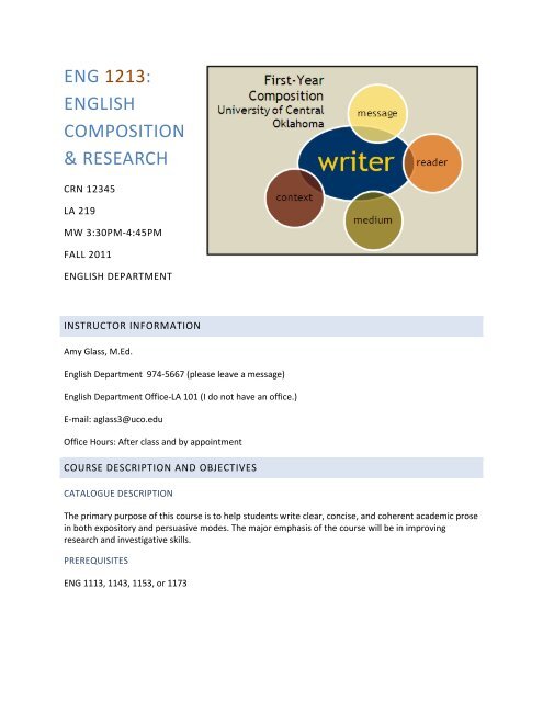 Eng 1213: English Composition & Research - University Of Central ...