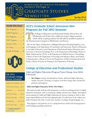 UCOs Graduate School Announces New Programs for Fall 2012