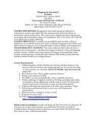 “Blogging for Journalists” Syllabus MCOM 3813—Section 14633 ...