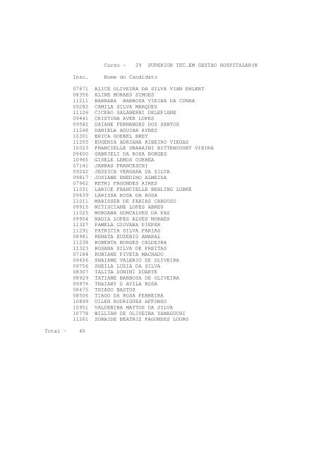 Listão de Aprovados - Universidade Católica de Pelotas