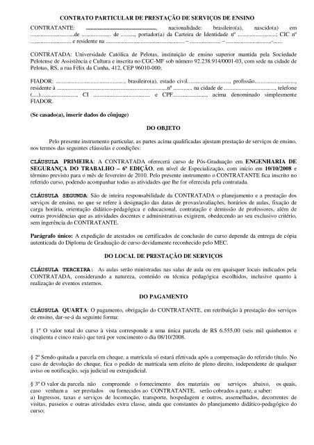 CONTRATO PARTICULAR DE PRESTAÇÃO DE SERVIÇOS DE ...