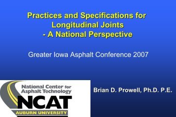 Practices and Specifications for Longitudinal Joints - A National ...