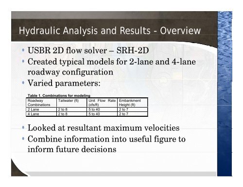 Hydraulic Analysis and Embankment Protection Conceptual Design