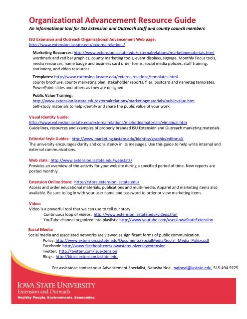 Organizational Advancement Resource Guide - Iowa State University