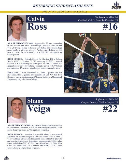 2009 Men's Volleyball Guide.indd - UC San Diego Athletics