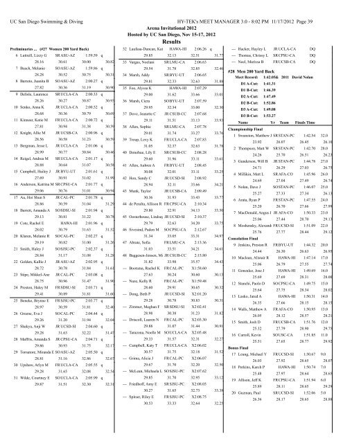 Complete Results - UC San Diego Athletics