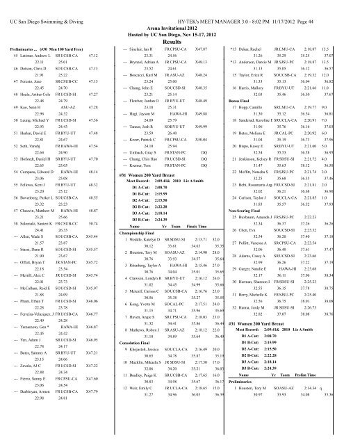 Complete Results - UC San Diego Athletics