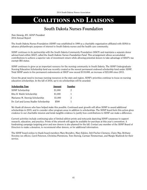 2014 South Dakota Nurses Association Annual Convention Yearbook