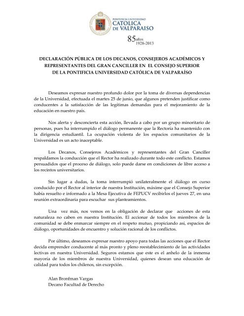 declaración pública de los decanos y consejeros académicos del ...