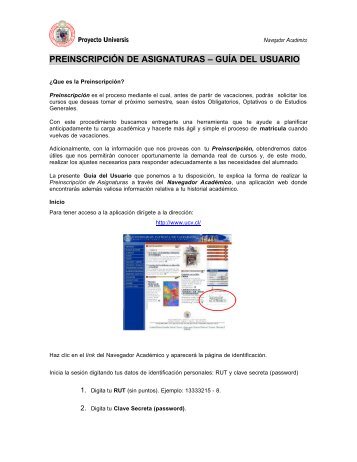 PREINSCRIPCIÓN DE ASIGNATURAS – GUÍA DEL USUARIO