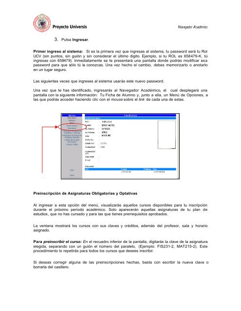 PREINSCRIPCIÓN DE ASIGNATURAS – GUÍA DEL USUARIO