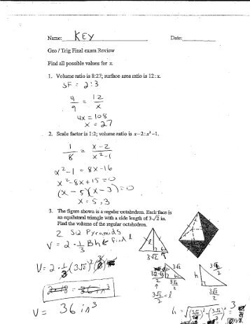 Name: K Date: Geo / Trig Final exam Review