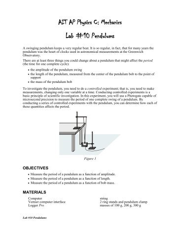 Lab #10 Pendulums