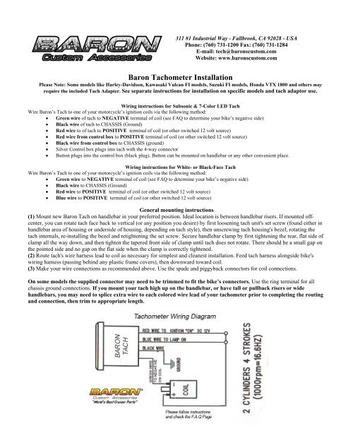 universal motorcycle tachometer wiring