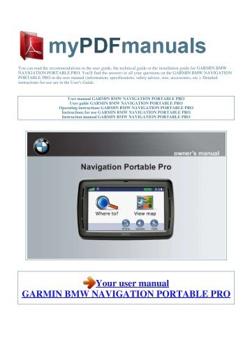 User manual GARMIN BMW NAVIGATION PORTABLE PRO - 1