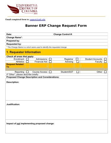 Banner ERP Change Request Form