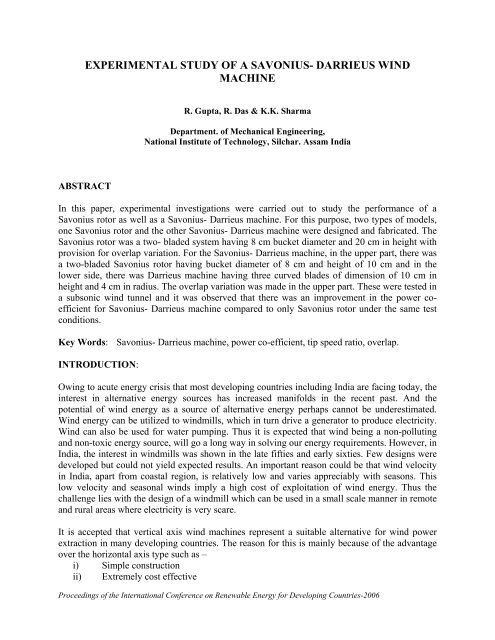 Experimental study of a savonius- darrieus wind - Wrapwind.com