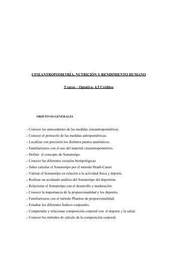 CINEANTROPOMETRÃA, NUTRICIÃN Y RENDIMIENTO HUMANO 5 ...