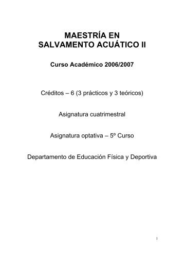MAESTRÃA EN SALVAMENTO ACUÃTICO II