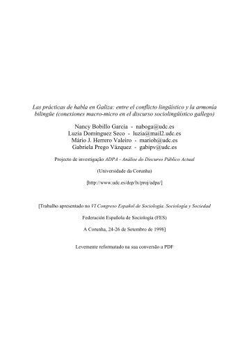 Las prÃ¡cticas de habla en Galiza: entre el conflicto lingÃ¼Ã­stico y la ...