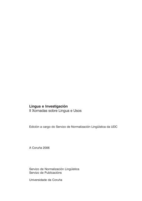 II Xornadas sobre Lingua e Usos. Lingua e InvestigaciÃ³n
