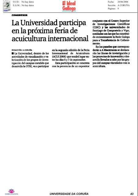 Revista de Prensa - Universidade da CoruÃ±a