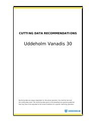 Cutting data recommendations - Uddeholm