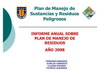 Plan de Manejo de Sustancias y Residuos Peligrosos