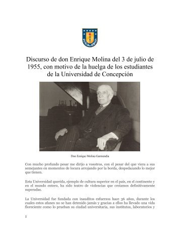Discurso de don Enrique Molina del 3 de julio de 1955, con motivo ...