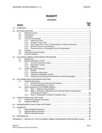 RUNOFF Chapter - Urban Drainage and Flood Control District