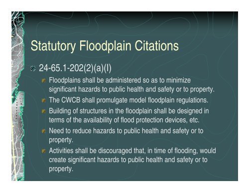 Colorado Floodplain Rules and Regulations