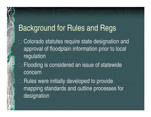 Colorado Floodplain Rules and Regulations