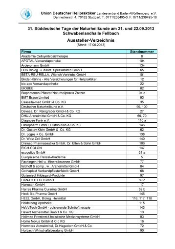 Aussteller-Verzeichnis - Union Deutscher Heilpraktiker