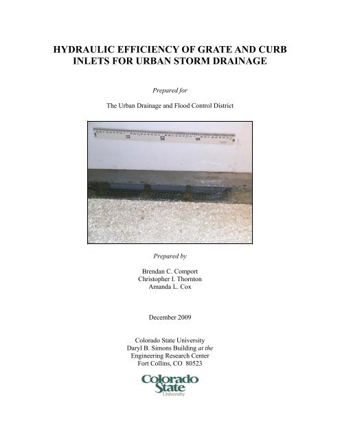 Hydraulic Efficiency of Grate and Curb Inlets - Urban Drainage and ...