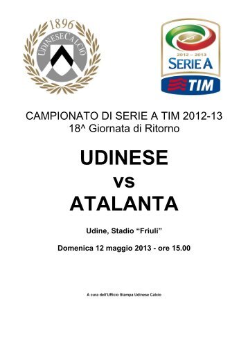 La cartella stampa di Udinese-Atalanta