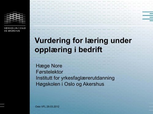 OpplÃ¦ring i bedrift med vurdering for lÃ¦ring - Udir.no