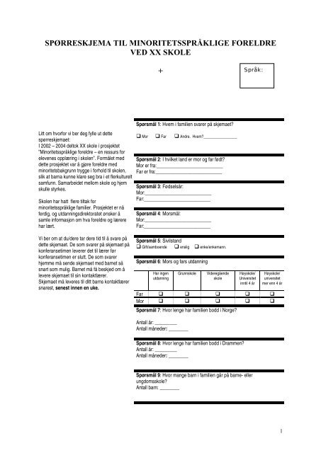 Evaluering av prosjektet - minoritetssprÃ¥klige foreldre - en ... - Udir.no