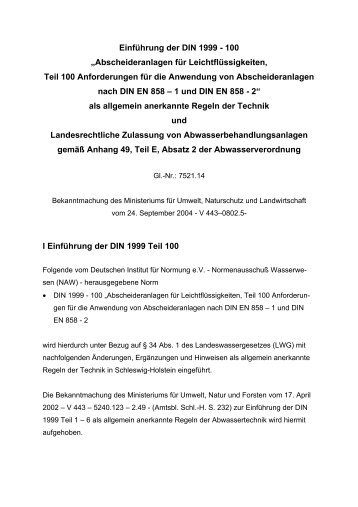 Einführung der DIN 1999 - 100 - Udo-Achtert-GmbH