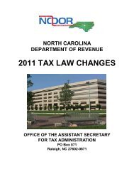 2011 TAX LAW CHANGES - NC Department of Revenue