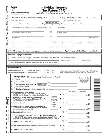 Individual Income Tax Return 2012 - NC Department of Revenue