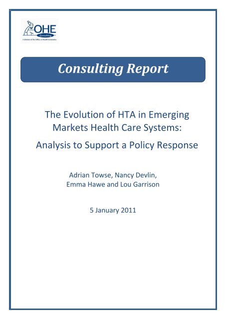 The Evolution of HTA in Emerging Markets Health-Care ... - TREE