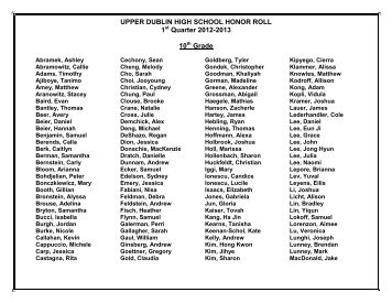 HONOR ROLL REPORT - Upper Dublin School District