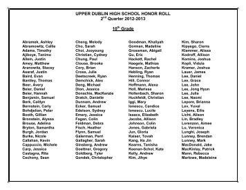 HONOR ROLL REPORT - Upper Dublin School District