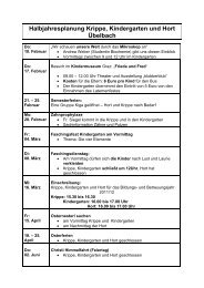 Halbjahresplanung Krippe, Kindergarten und Hort Ãbelbach