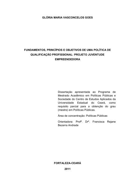 Fundamentos, princÃ­pios e objetivos de uma polÃ­tica de ... - Uece