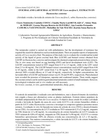 OVICIDAL AND LARVICIDAL ACTIVITY OF Cocos nucifera L ... - Uece