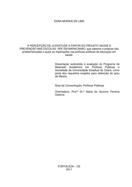 A percepÃ§Ã£o de juventude a partir do Projeto SaÃºde e ... - Uece