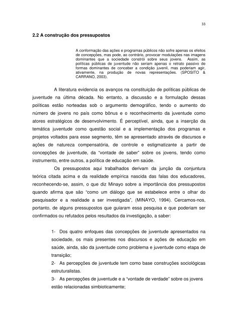 A percepÃ§Ã£o de juventude a partir do Projeto SaÃºde e ... - Uece