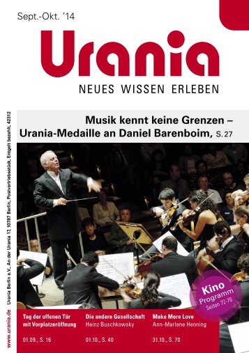 Musik kennt keine Grenzen – Urania-Medaille an Daniel Barenboim, Kino