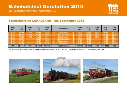 Bahnhofsfest Gerstetten 2013 - Lokalbahn Amstetten-Gerstetten